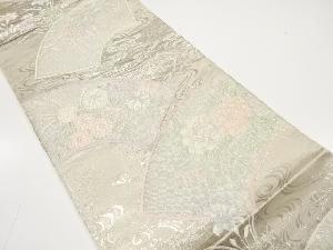 アンティーク　地紙に牡丹・菊・藤模様織り出し袋帯（材料）